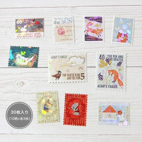 Shinzi Katoh - Cajita de pegatinas 30ud - Aesops Fables1