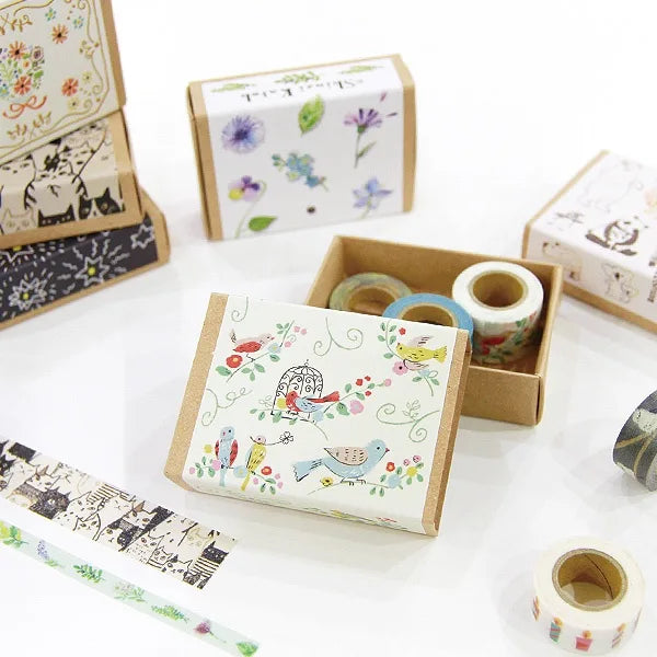 Shinzi Katoh - Cajita 5 Washi Tape Pequeños - Birds