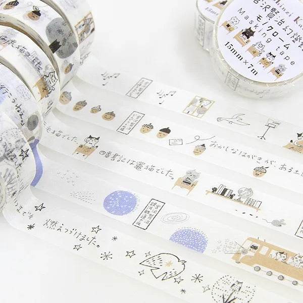 Shinzi Katoh - Washi Tape Monochrome 15mm - Acorn and Wildcat