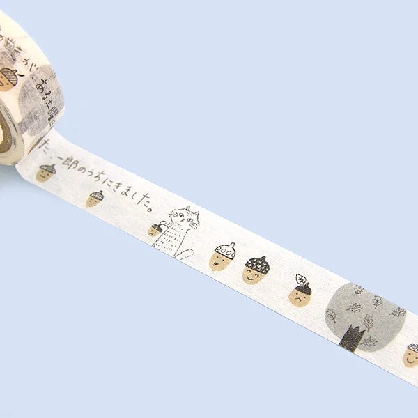 Shinzi Katoh - Washi Tape Monochrome 15mm - Acorn and Wildcat