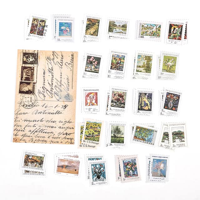 MO·CARD - Pegatinas Sellos 46 ud- Obras de Arte