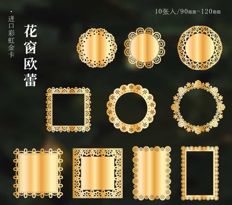 MO·CARD - 10 ud Troqueles Dorados - Window Lace