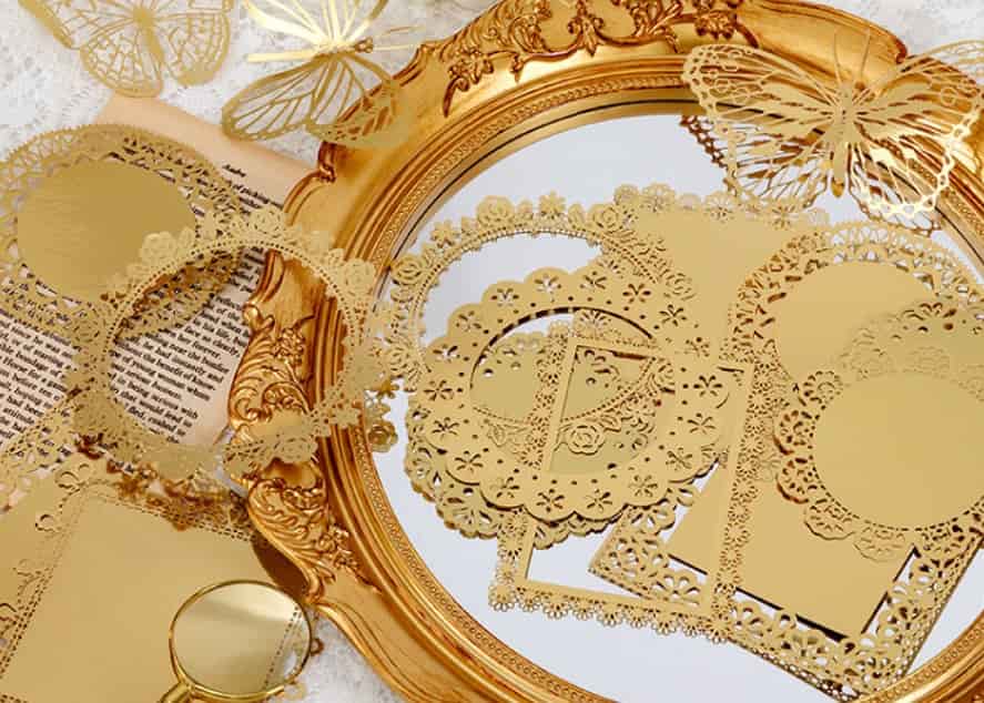 MO·CARD - 10 ud Troqueles Dorados - Window Lace