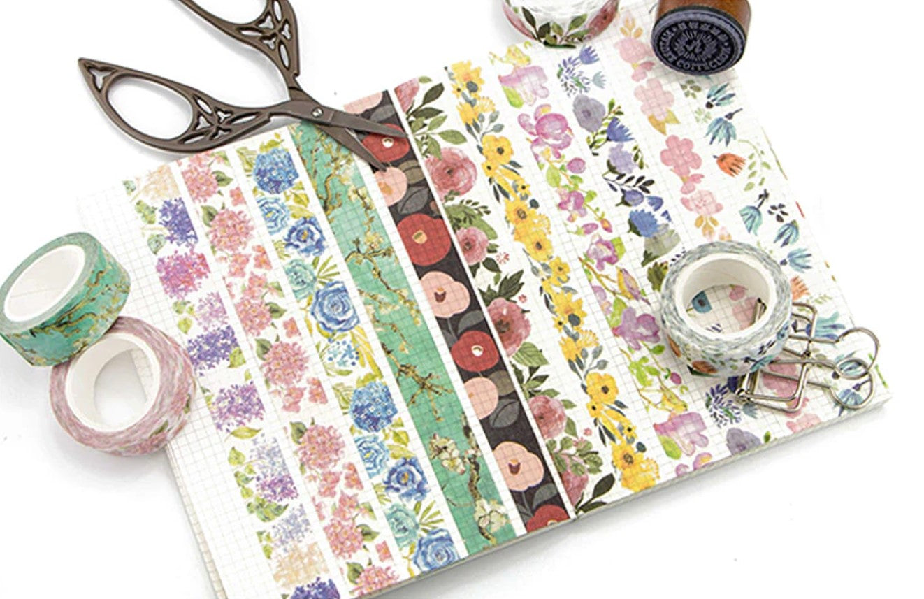 Infeel.Me - Washi tape - 15 mm x 7m - Flores fondo oscuro