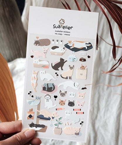 Suatelier - Hoja Pegatinas Adhesivas - Meow