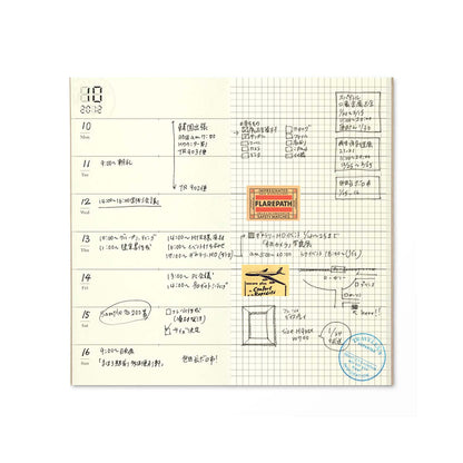 Traveler's Company - Recambio REGULAR 019 - Free Diary (Weekly) + Grid Notebook