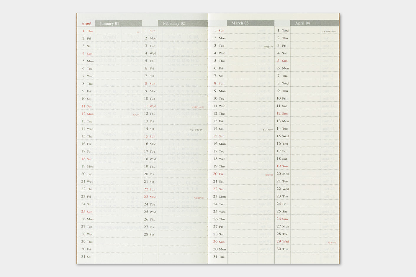 Traveler's Company - Agenda Semanal + Memo REGULAR - The Traveler's Spirit