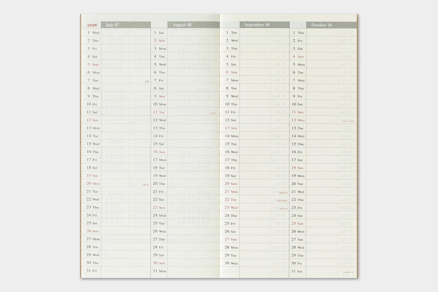 Traveler's Company - Agenda Semanal + Memo REGULAR - The Traveler's Spirit