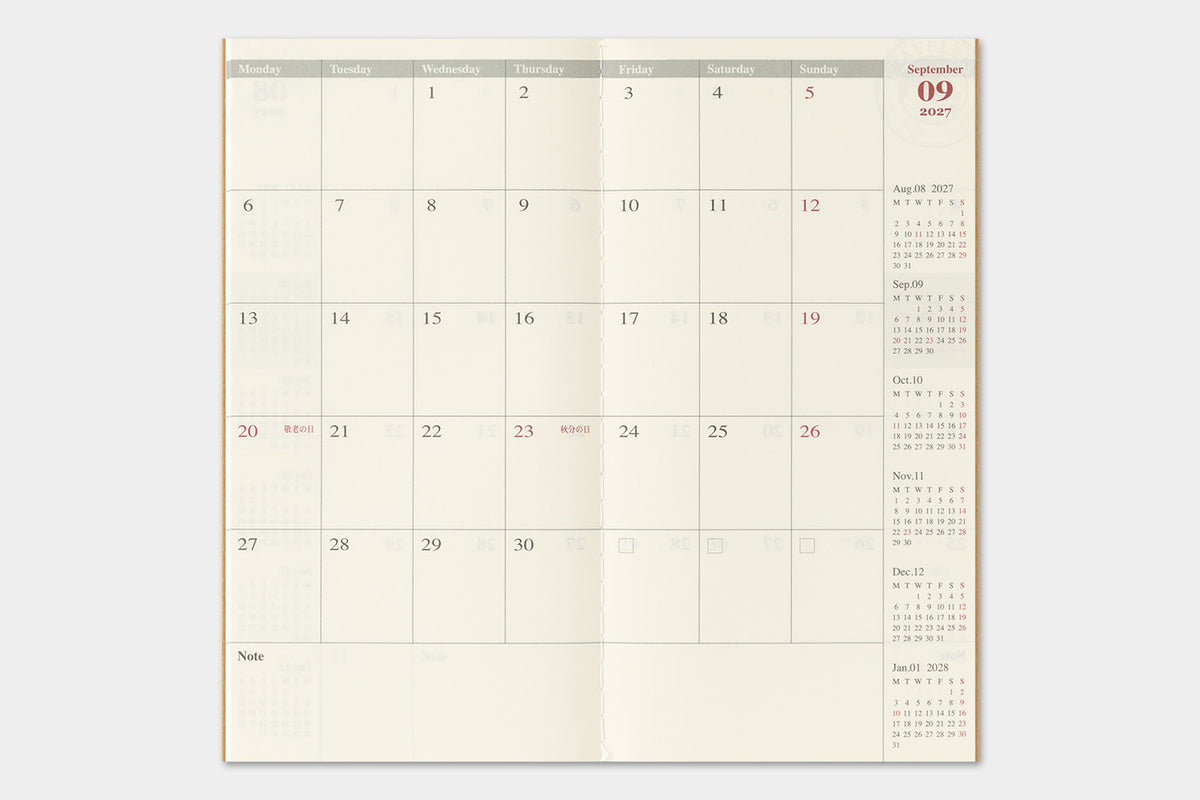 Traveler's Company - Agenda Mensual REGULAR 2027