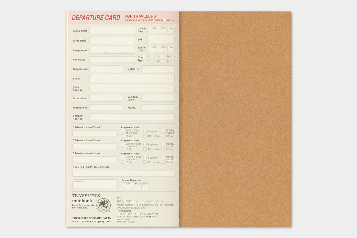 Traveler's Company - Agenda Mensual REGULAR 2027