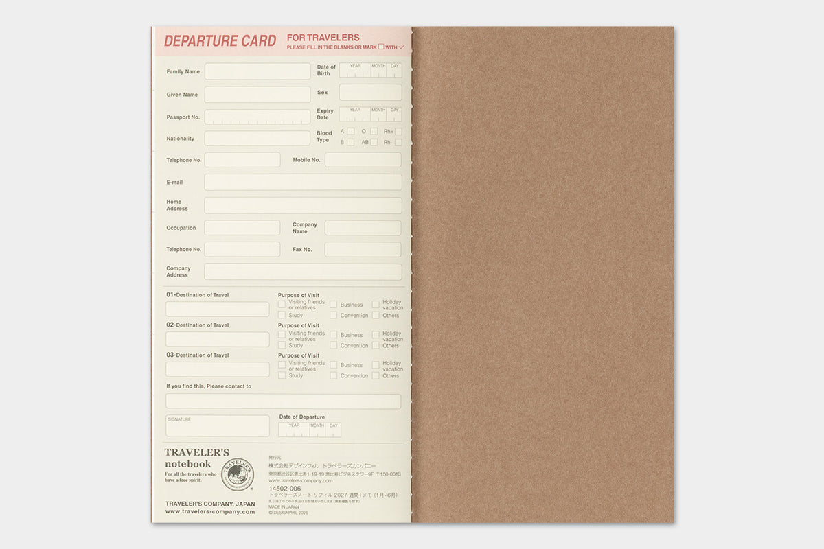 Traveler's Company - Agenda Semanal + Memo REGULAR 2027