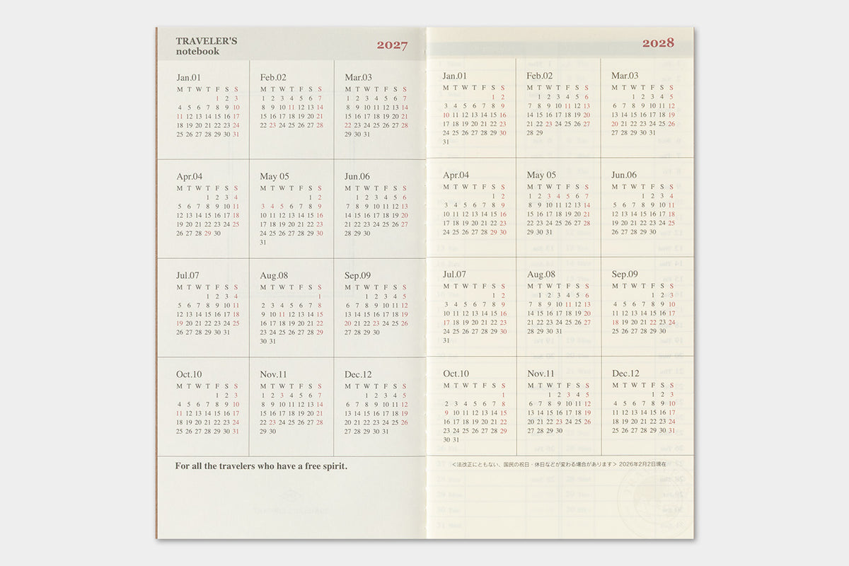 Traveler's Company - Agenda Semanal Vertical REGULAR 2027