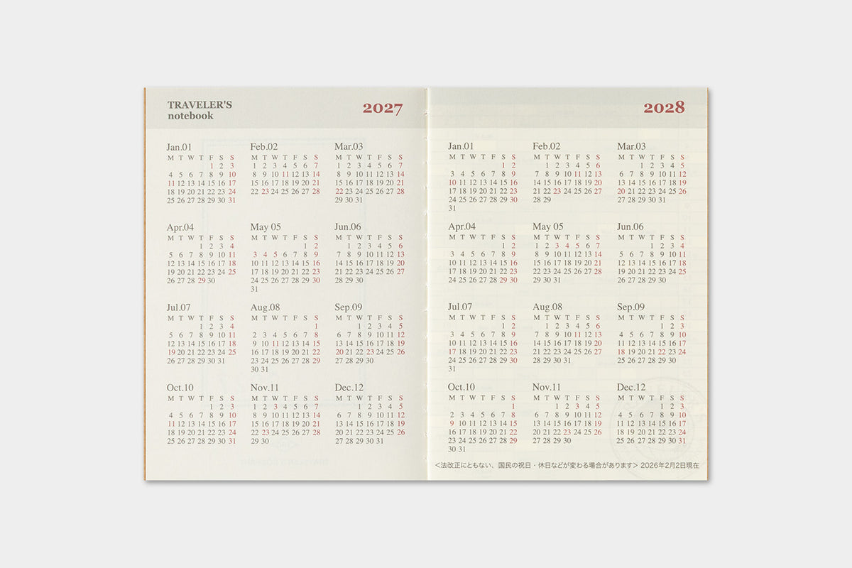 Traveler's Company - Agenda Mensual PASSPORT 2027