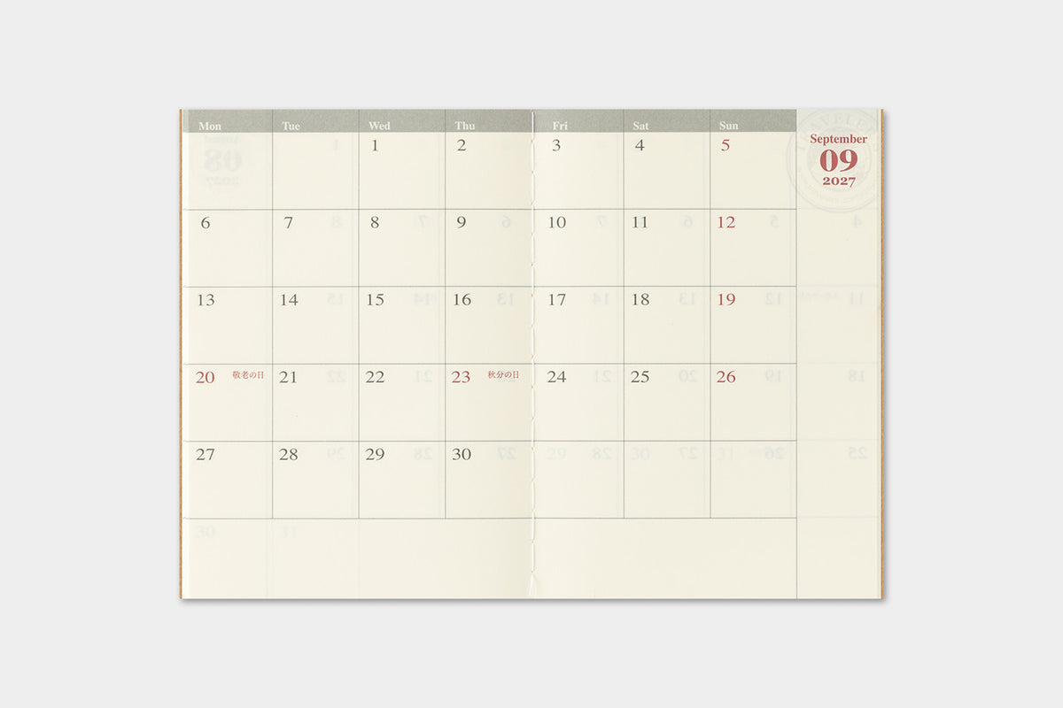 Traveler's Company - Agenda Mensual PASSPORT 2027