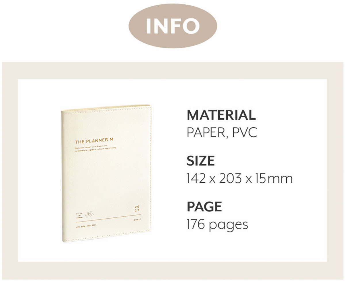 Iconic - Agenda Anual 2027 - Semana Vista A5 - The Planner M - Cream Mint
