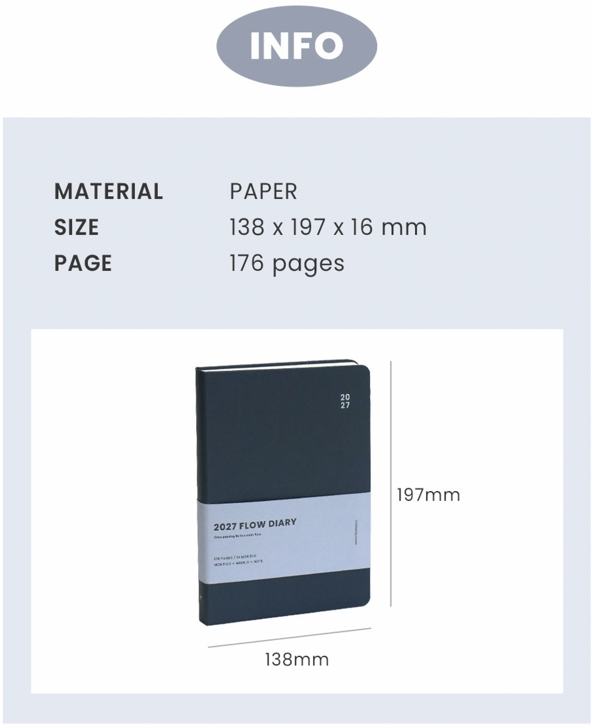 Iconic - Agenda Anual 2027 - Semana Vista - Flow Diary - Navy