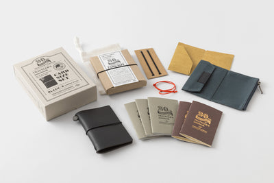 Traveler's Company - Traveler's Notebook Tamaño Tarjeta - Negro - Set 20th Anniversary