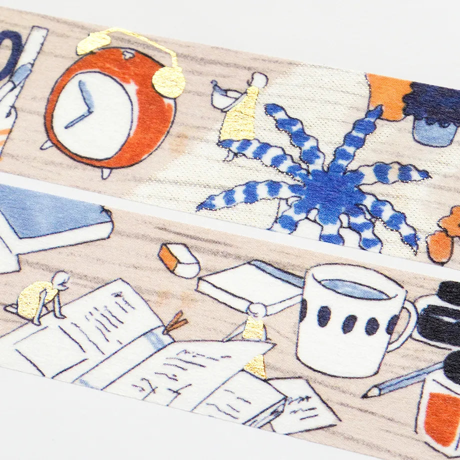 Cozyca Products - Washi Tape con Foil Dorado - Tsukue no Ue