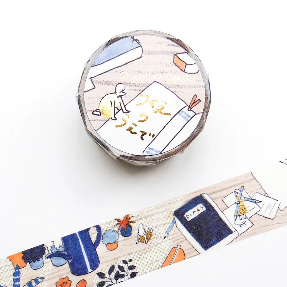Cozyca Products - Washi Tape con Foil Dorado - Tsukue no Ue