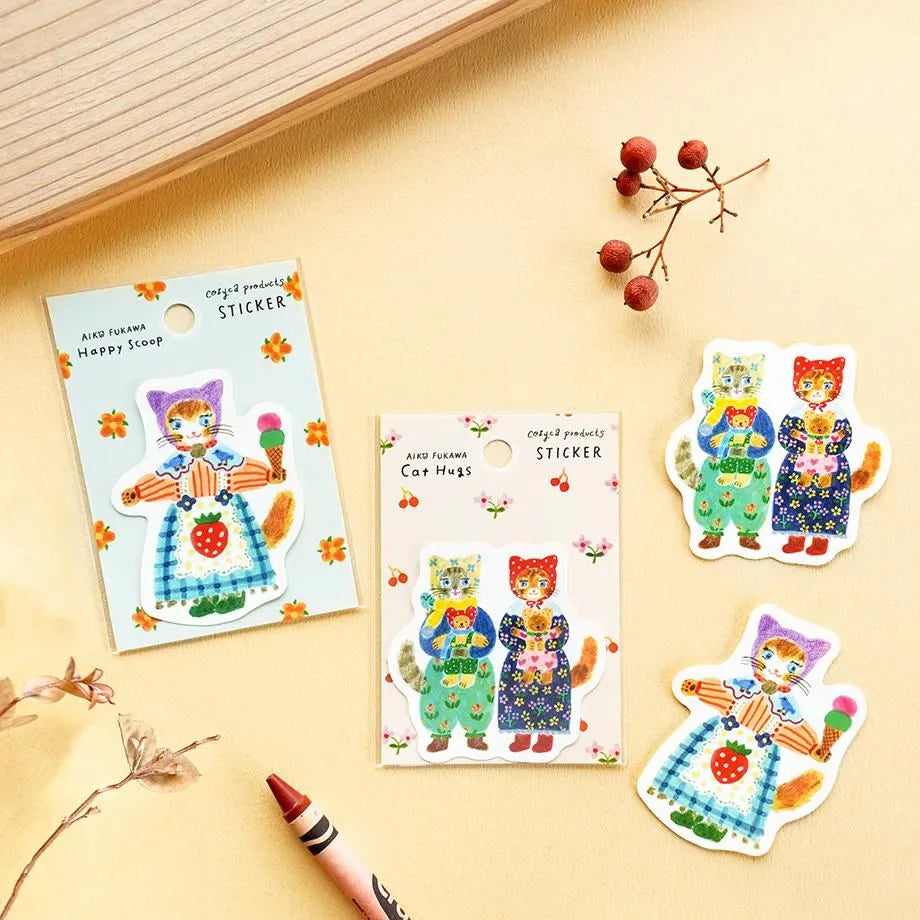 Cozyca Products - Pegatina Aiko Fukawa - Cat Hugs