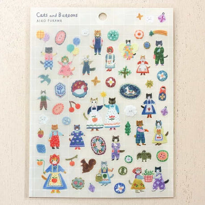 Cozyca Products - Pegatinas Aiko Fukawa - Cats and Buttons