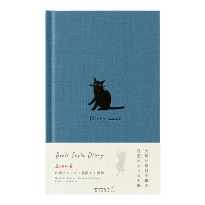 Midori - Agenda Semanal 2026 - Gatos Navy Blue  - Diary Book B6