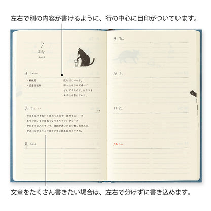 Midori - Agenda Semanal 2026 - Gatos Navy Blue  - Diary Book B6