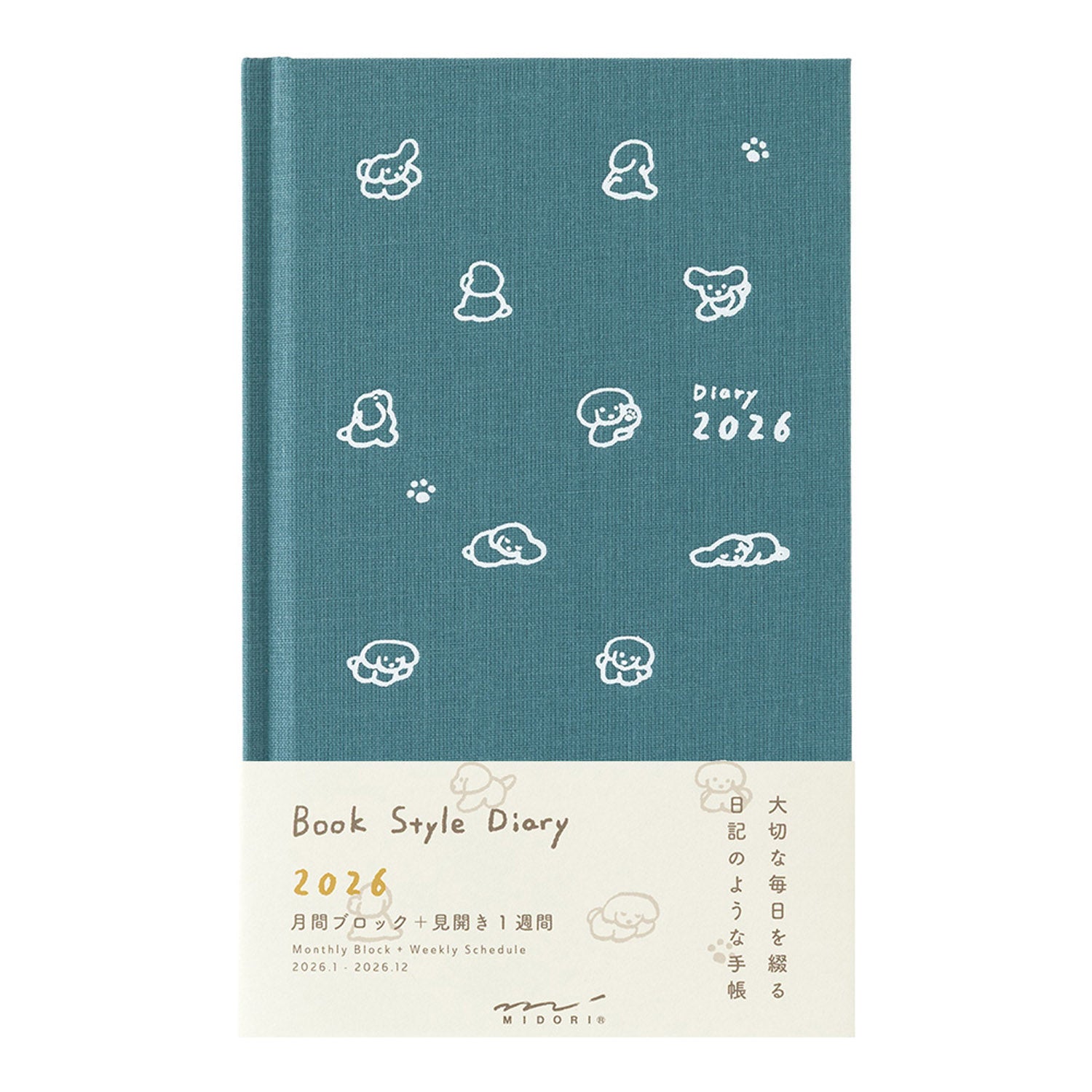 Midori - Agenda Semanal 2026 - Perro BlueGreen - Diary Book B6