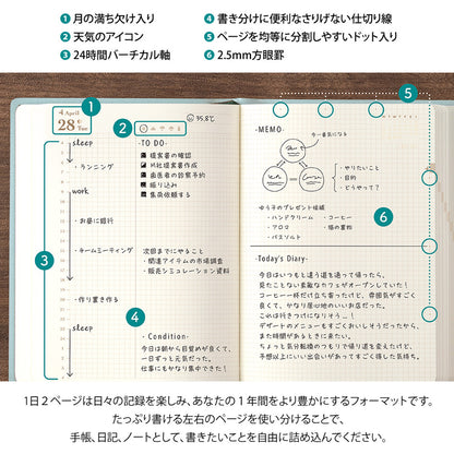 Midori - Agenda Diaria 2026 - Blue Green  - Diary Hibino A6