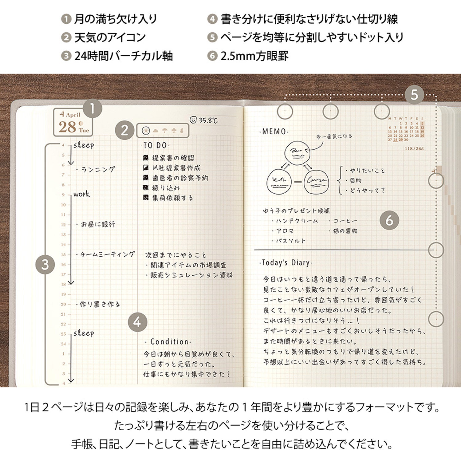 Midori - Agenda Diaria 2026 - Gray - Diary Hibino A6