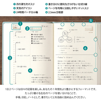 Midori - Agenda Diaria 2027 - Blue Green  - Diary Hibino A6