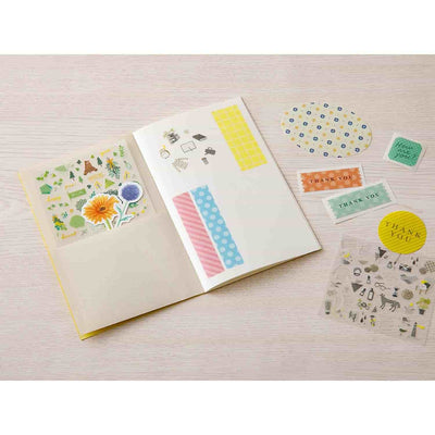 Midori - Archivador para Pegatinas - Amarillo - 20 hojas con bolsillos