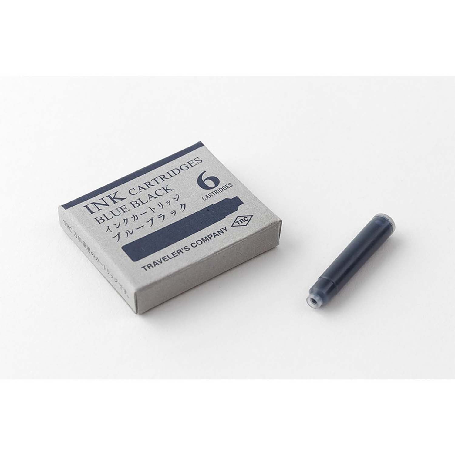Traveler's Company - Caja de 6 recambios Tinta Azul Oscuro - CARTRIDGE BRASS FOUNTAIN PEN