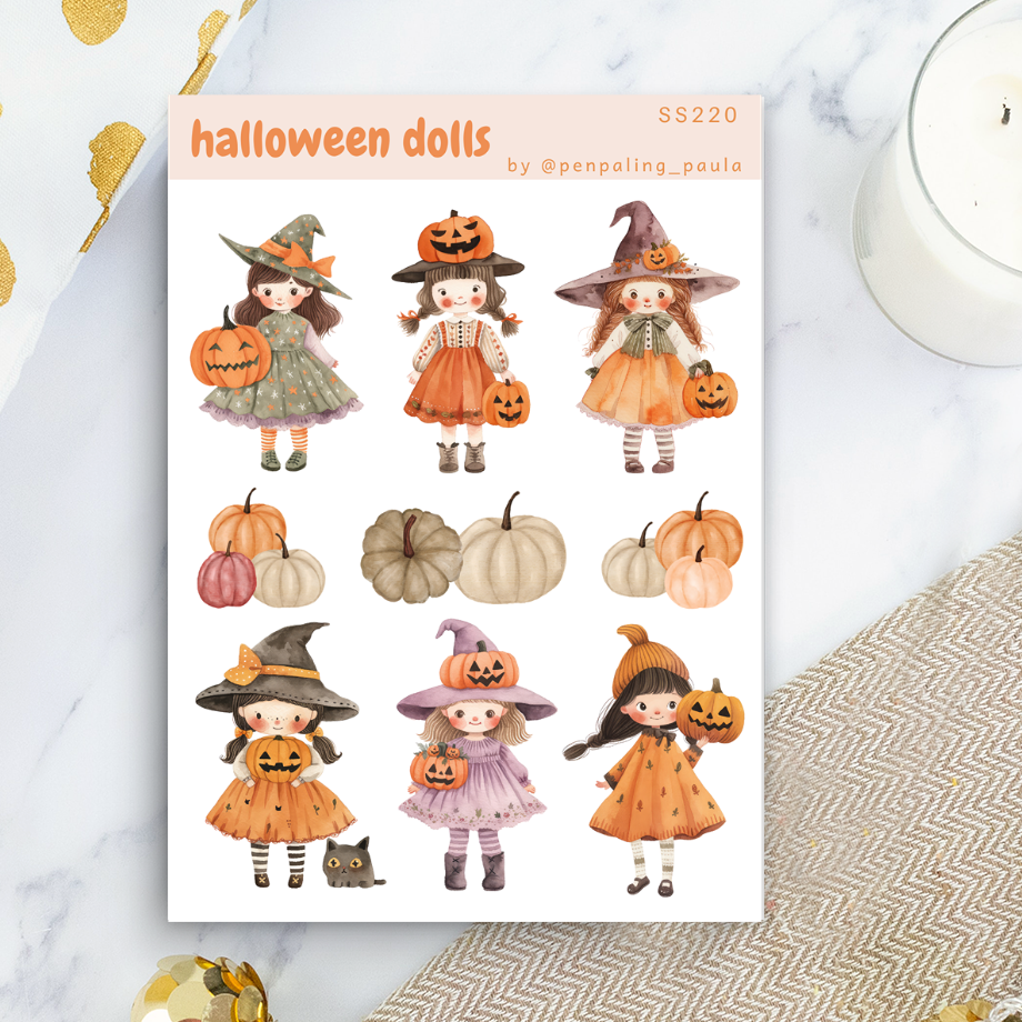 Penpaling Paula - Muñecas de Halloween - Hoja de pegatinas