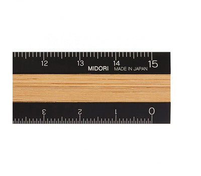Midori - Regla Aluminio y Madera - Negro - 15cm