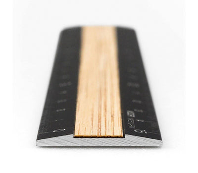 Midori - Regla Aluminio y Madera - Negro - 15cm