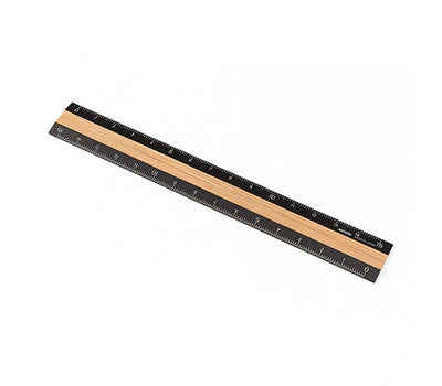 Midori - Regla Aluminio y Madera - Negro - 15cm
