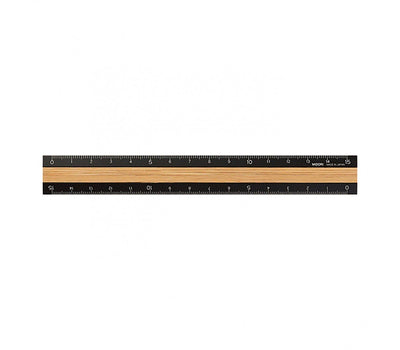 Midori - Regla Aluminio y Madera - Negro - 15cm