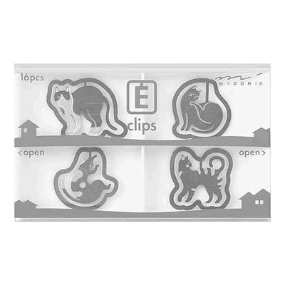 Midori - Set 16 clips acero grabados - Gatos