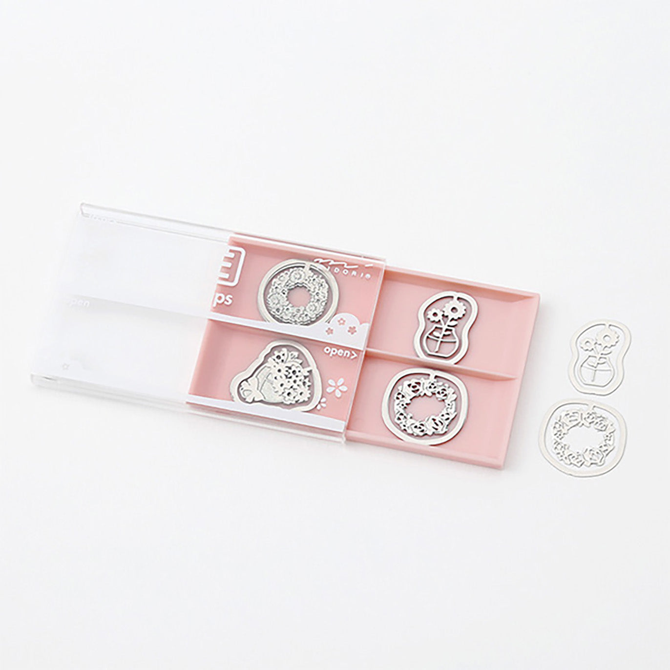 Midori - Set 16 clips acero grabados - Flores