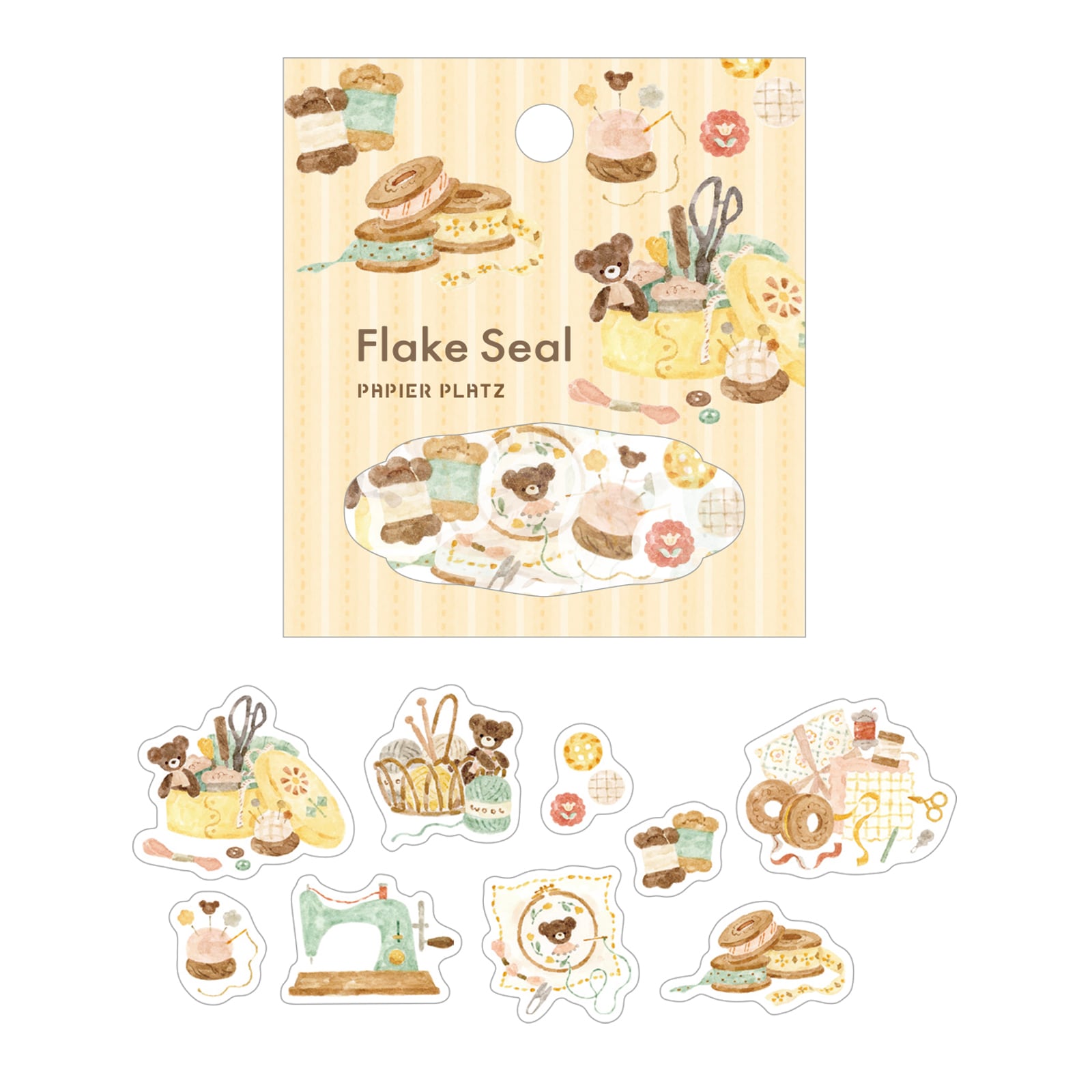Papier Platz - Pegatinas Flake Sticker - Bear and Sewing