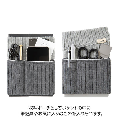 Midori - Estuche de Punto Gris - BookBand with Pockets HARAMAKI