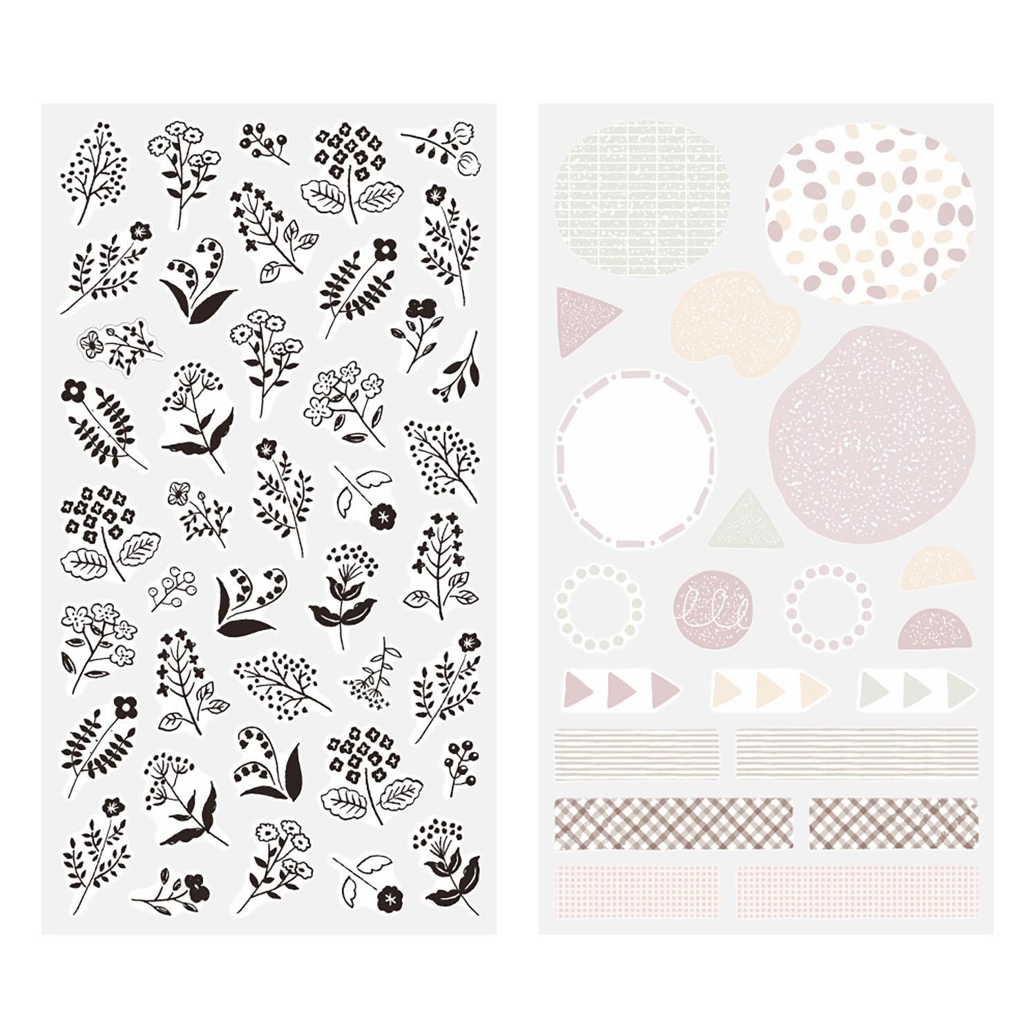 Midori - Pegatinas - 2 hojas Sticker 2642 - Monotone Flower
