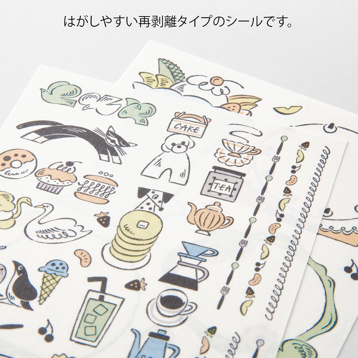 Midori - Pegatinas 2 hojas YURU LOG - Sweets & Animals