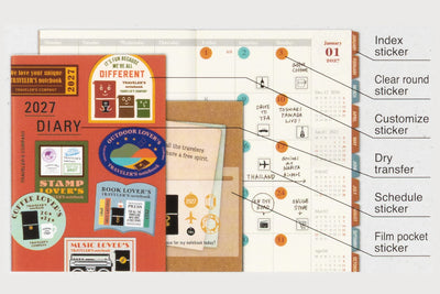 Traveler's Company - Set 6 Hojas de Pegatinas para Diary 2027