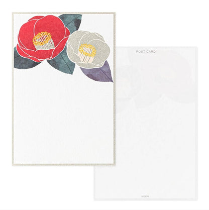 Midori - Bloc 6 Postales - Red and White Camellia