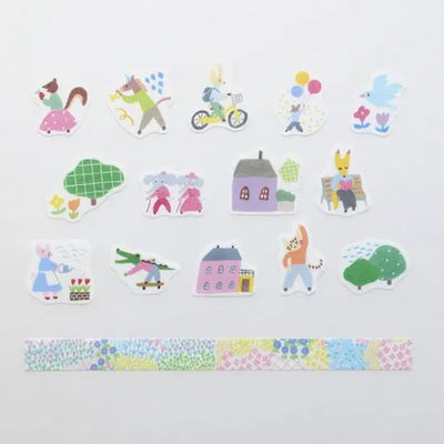 Bande - Pegatinas en rollo - 2 rollos - Animal Town and Flower Garden