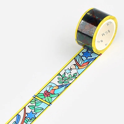 BGM - Washi Tape 20 mm Vidriera - Pájaros y Plantas