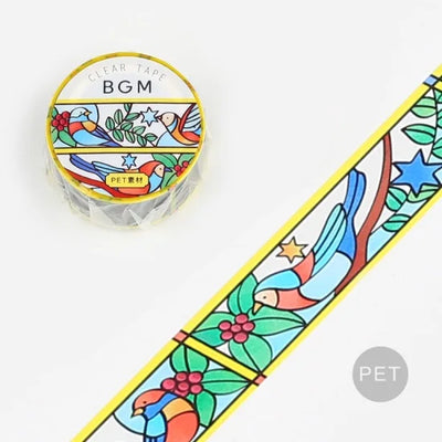 BGM - Washi Tape 20 mm Vidriera - Pájaros y Plantas