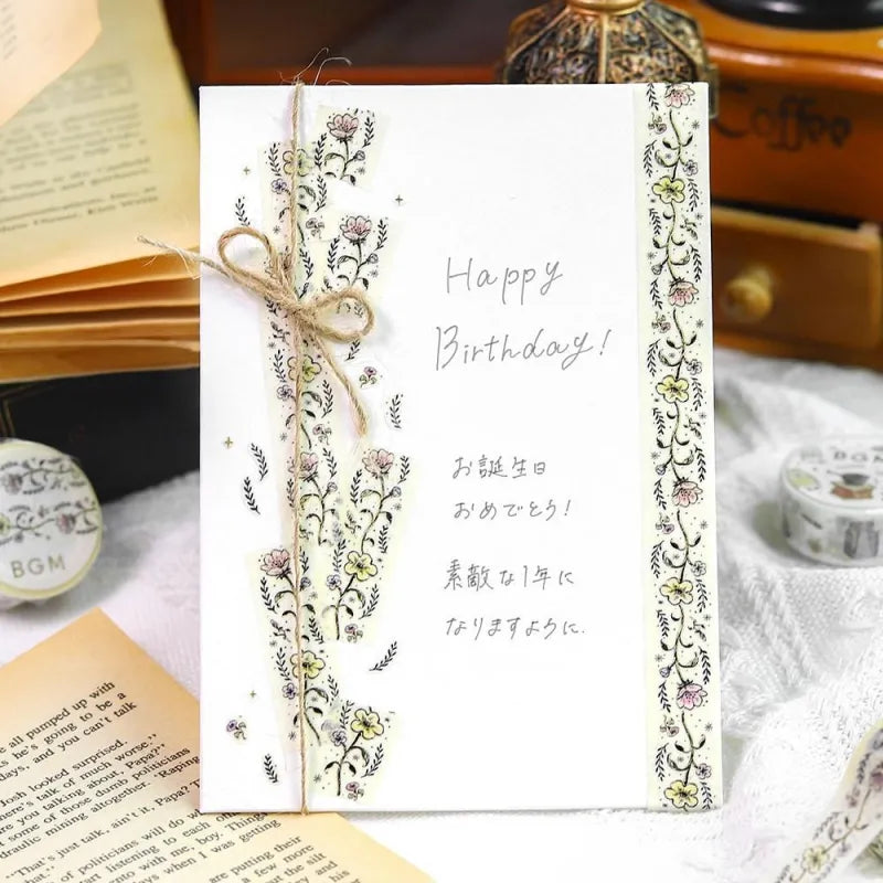 BGM - Washi Tape 15 mm Foil Stamping LIFE - Flower Sketch
